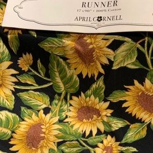 April Cornell Sunflowers Runner Black Yellow NWT